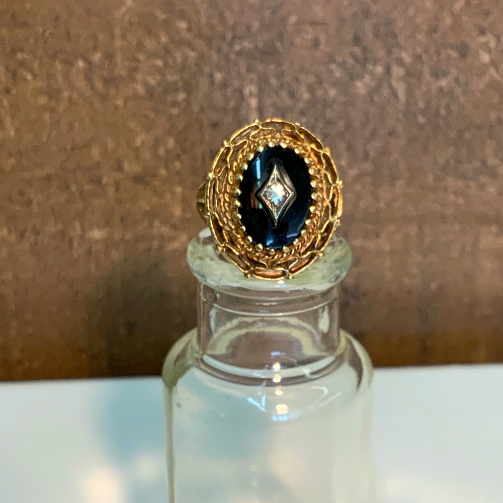 Vintage Dason Gold Onyx Ring